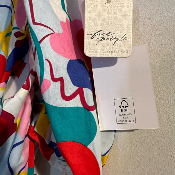 NWT FREE PEOPLE x GLAMOROUS CARE Colorful Abstract Rainbow Print Women's Dress - Picture 2 of 6